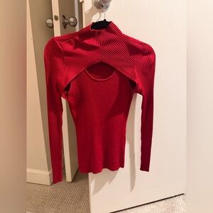 White House Black Market Red Ribbed Crop Top